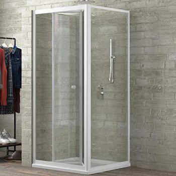 Cabina Doccia Angolare Scorrevole 90x70 cm in Cristallo Temprato Trasparente con Due Ante