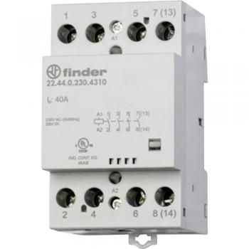 Contactor Finder 22 Series 4 polos 40 A bobina 240 V AC con relés de instalación 2x NC + 2x NO 250V/25A 230 V AC/DC