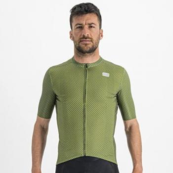 Sportful Checkmate XL Short Sleeve Jersey for Men – Guacamole / Blue Sea