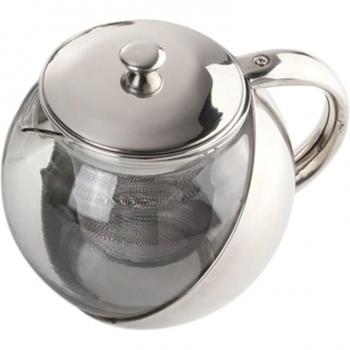 Sleek Stainless Steel and Glass Tea Brewer with Infuser