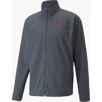 Chaqueta Deportiva Puma UltraWeave Gris con Detalle Naranja