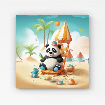 Sunny Shores Panda Painting – Large Canvas