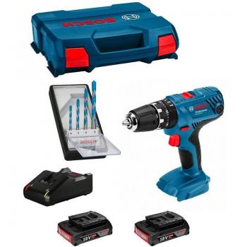 Bosch GSB 18V‑21 Percussore 2 × 2,0 Ah con Punte MultiConstruction