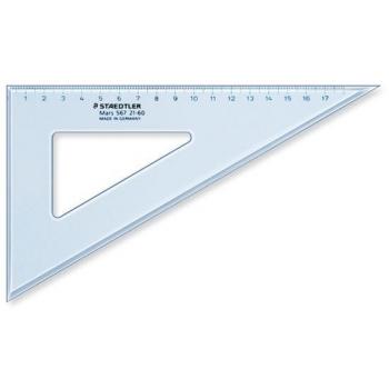 Équerre 60° de Mars, 21 cm, couleur bleu transparent