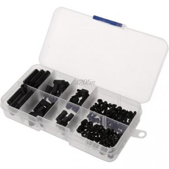 160Pcs M3 Black Nylon Hex Standoff Assortment Kit