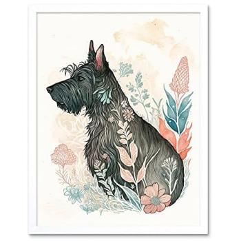 Scottish Dog Floral Landscape Art