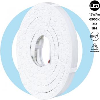 LED Neonato Flessibile 3D 24V DC 16x16mm 5m Lotto Completo Bianco Freddo