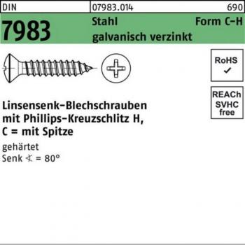 Galvanisch verzinkte Linsensenk-Blechschraube 2,9x13 mm