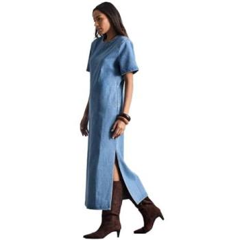 Warehouse Women’s Mid‑Wash Denim Midi with Side Split, Size 8