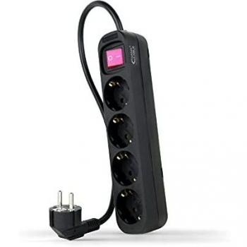 Regleta Multipla 4 Prese con Interruttore 1,4m Nero Nanocable