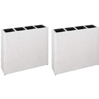 White Poly Rattan Garden Raised Bed by Vidaxl, Includes 4 Pots (Set of 2)