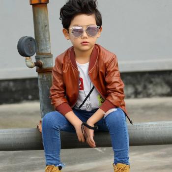 Kids Streetwear PU Leather Jacket for Boys