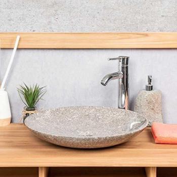Lavabo Lysom 45 de mármol redondo grande gris