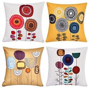 Cotton and Linen Cushion Covers 45 x 45 cm Set of 4