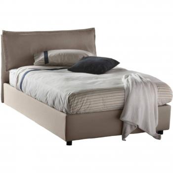Lit Carré et Demi Desirée Talamo Italia, Conteneur en Tissu Tourterelle, Matelas 120×190 cm (Made in Italy)