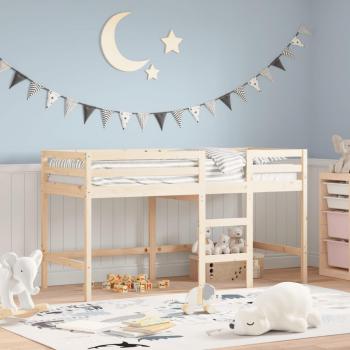 Cama alta de madera para niños con escalera 90x190 cm