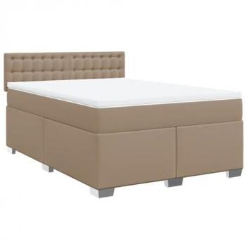 VidaXL Boxspringbett 160x200 cm Cappuccino-Braun mit Kunstlederbezug