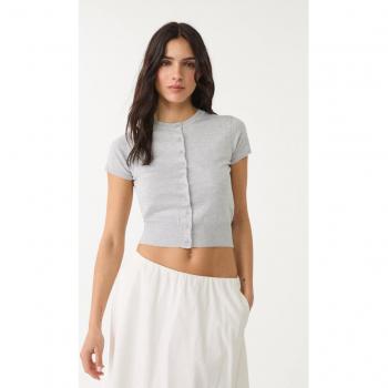 Top a Bottoni Corte in Grigio Melangiato XS