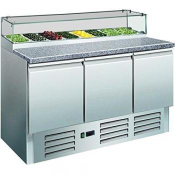 Stainless Steel Pizza Prep Table with Glass Top, 1370mm x 700mm x 1180mm