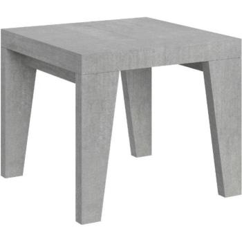 Mesa Cuadrada Extensible 90x90/246 cm Naxo Cemento – Soporte de 4 Pies y 3 Alargaderas Finas