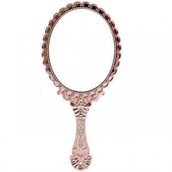 Portable Oval Pink Floral Makeup Mirror for Women