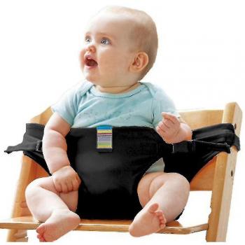 Chaise haute à roulettes avec ceintures, assise bébé portable, couleur sombre