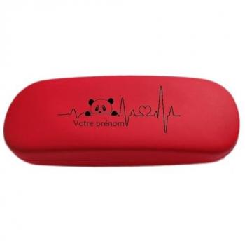 Étui à lunettes panda heartbeat rouge sur mesure