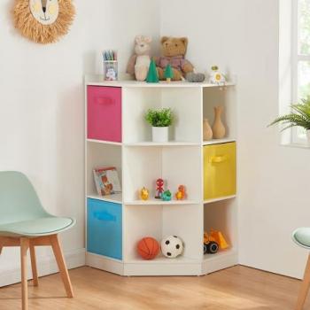 Scaffale Angolare Måsøy per Cameretta con 3 Cassetti Colorati