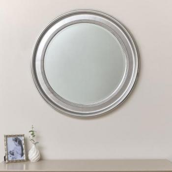 Large Round Silver Vintage Wall Mirror 80cm X 80cm