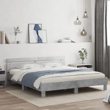 VidaXL Schlafzimmerbett mit Kopfteil Betongrau 160x200 cm