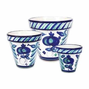 Granada Classic Hand‑Painted White Garden Pot Trio – 16–29 cm, Outdoor Use