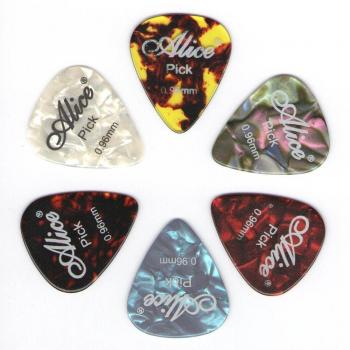 Médiators de guitare Alice, 6 pièces en celluloïd, épaisseurs de 0.46 à 1.50 mm, couleurs variées
