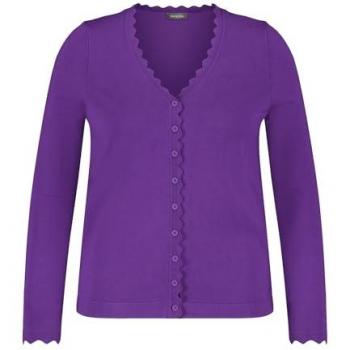 Samoon Strickjacke Basic Wellenkante Lila 56