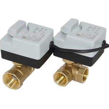 Brass Electric Ball Valve with 3-Wire Actuator AC220V 2/3 Way DN15 DN20 DN25 DN32 DN40 and Manual Override