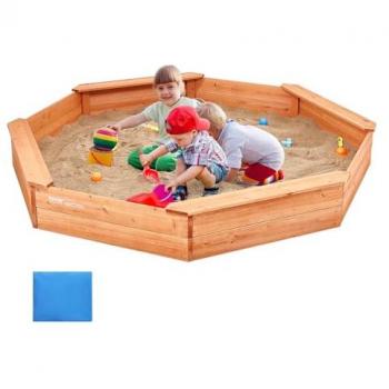 Vevor Octagonal Wooden Sandbox with Cover, 75.6 x 75.6 in, Sand Pit for Kids