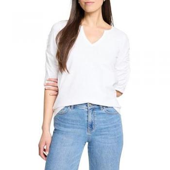 Paper White Ruched Elbow Sleeve Top by Nzt + Zoe – Size M
