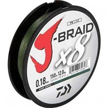 Daiwa hilo trenzado J-braid 8 150 M verde oscuro