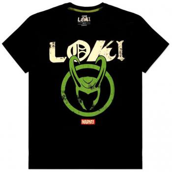 Loki-Logobadge Schwarzes T-Shirt – Marvel – Größe M – 100 % Baumwoll-Jersey