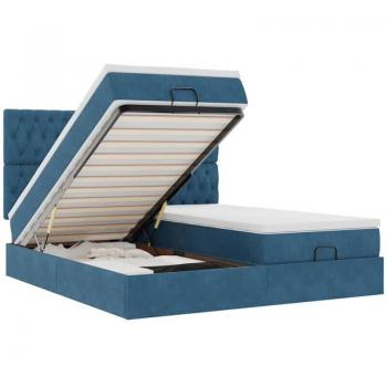 VidaXL Ottoman-Bett 200 × 200 cm Blau Samt
