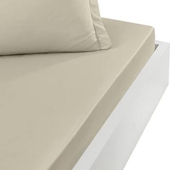 Drap Housse Uni en Percale de Coton Ficelle 200x200 cm SENSEI SOFT
