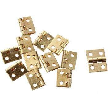 12 Mini Bisagras Doradas para Muebles en Miniatura 1/12
