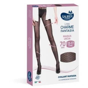 Collant 70 Den Charme Fantasia Spigata Chic Nero Taglia 3 Sauber