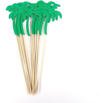 12pcs Flamingo and Palm Leaves Cake Decoration for Tropical Weddings