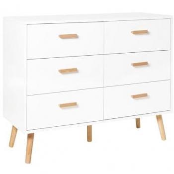 Cómoda de 6 cajones escandinava blanca Newark III