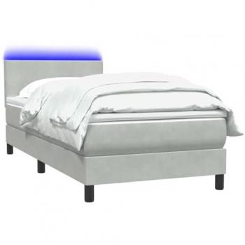 Cama box spring gris claro con colchón 80x210 cm