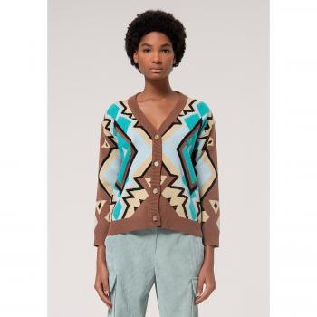 Cardigan jacquard geometrico per donna