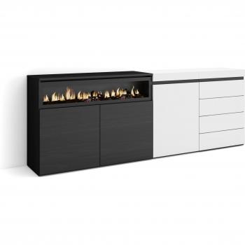 Mueble Multifuncional Aparador 207x35x75 con Chimenea Eléctrica