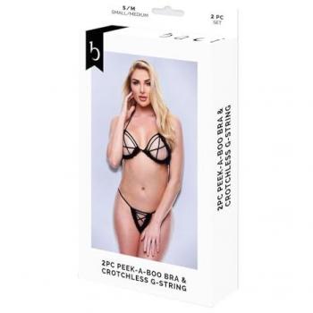 Brassière & G‑string Noir Baci « Peek‑a‑boo » – Set 2 pièces