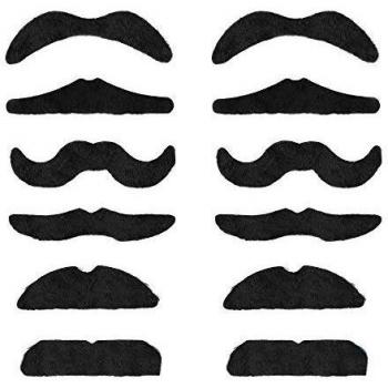TRIXES Assortiment de 12 moustaches auto-adhésives pour déguisements