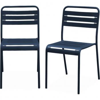 Silla de Jardín de Acero Amelia Azul Marino – Par de 2 (44 cm × 52 cm × 79 cm)